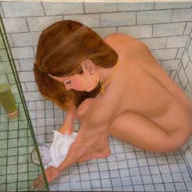 KATERINA IN SHOWER (oil on canvas)